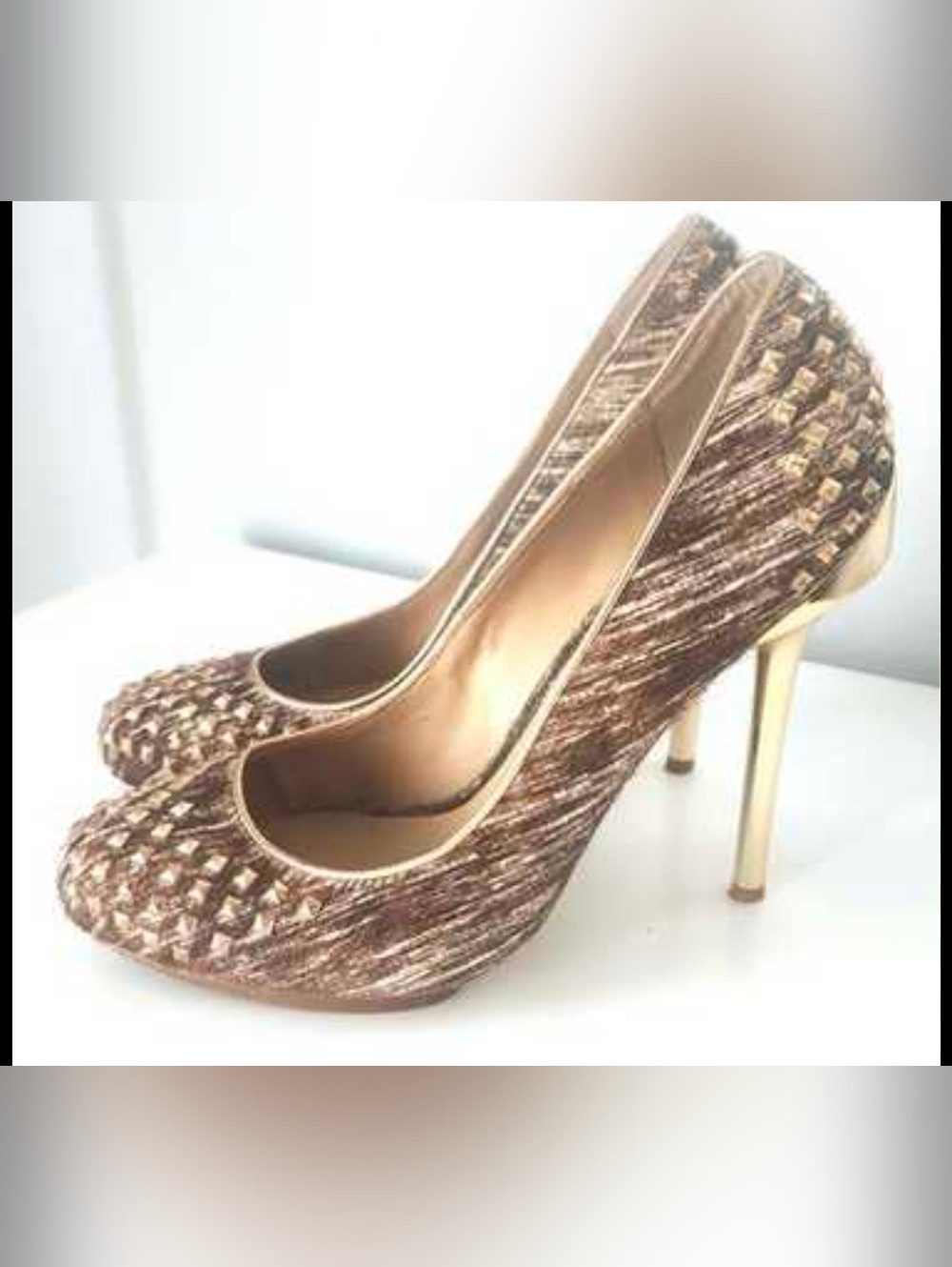 BCBGMAXAZRIA women's shoes heels brown cream calf hair size 7B